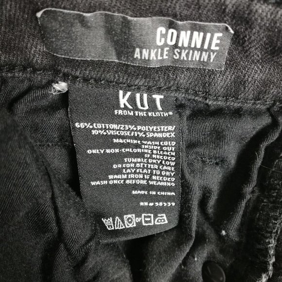 Kut From the Kloth Womens Jeans Connie Skinny Ankle Denim Black Wash Raw Hem 0 - Picture 10 of 11
